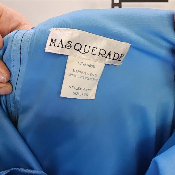 Masquerade Ice Blue Gown – Rhinestone Halter, Ruched Satin, Sheer Mermaid Hem - Picture 4 of 4